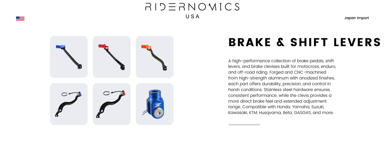 High-performance brake pedals, shift levers, and clevises for off-road use. CNC-machined from high-strength aluminum with anodized finishes and stainless hardware for control and durability. Fits Honda, Yamaha, Suzuki, KTM, Husqvarna, GASGAS, and more.