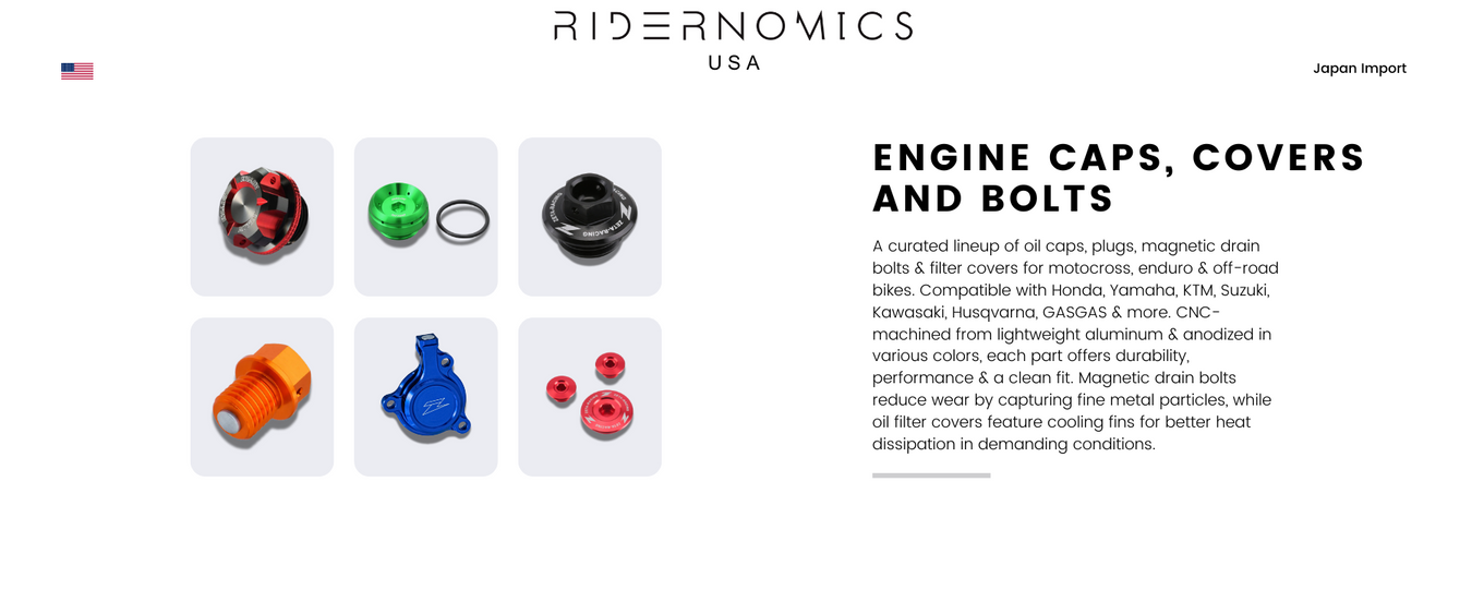 Oil caps, plugs, magnetic drain bolts, and filter covers for off-road bikes. CNC-machined, anodized, and built for performance. Fits Honda, Yamaha, KTM, Suzuki, Kawasaki, Husqvarna, GASGAS, and more. Drain bolts reduce wear; covers improve cooling.