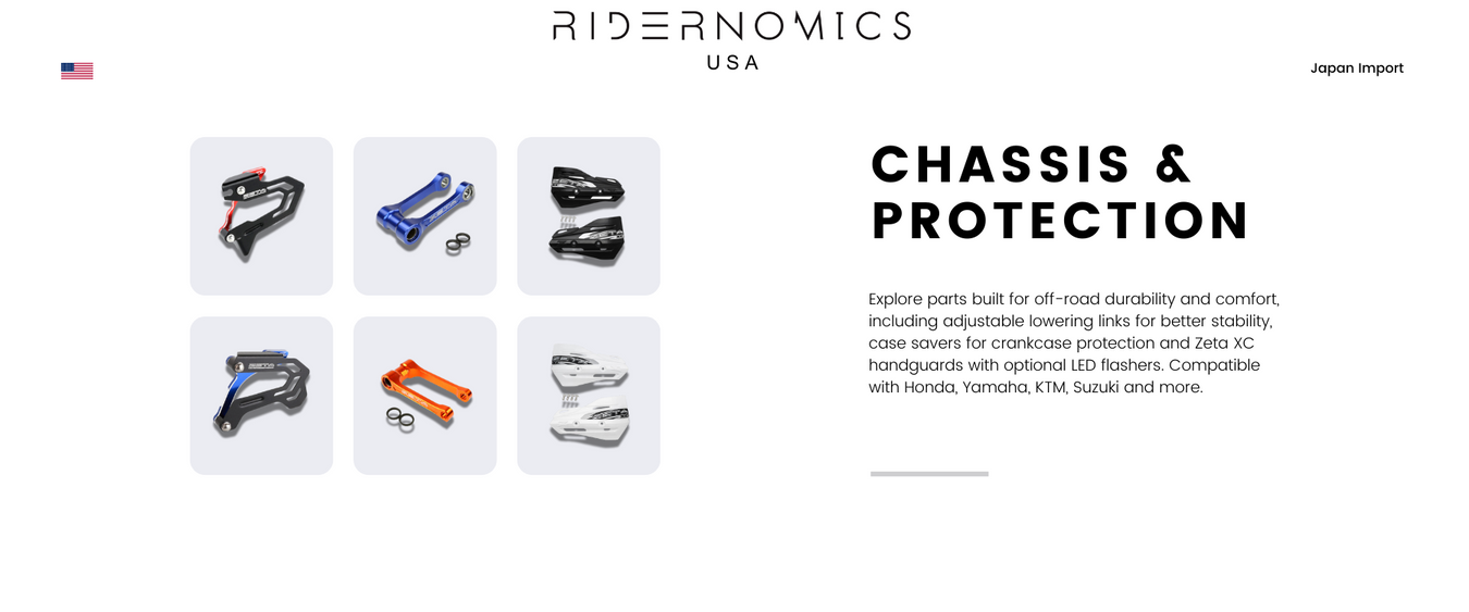 Off-road parts for comfort and protection, including lowering links for improved stability, case savers for crankcase protection, and Zeta XC handguards with optional LED flashers. Fits Honda, Yamaha, KTM, Suzuki, Kawasaki, Husqvarna, GASGAS, and Beta.