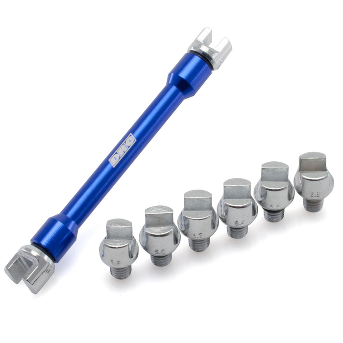 PRO Spoke Wrench – Blue, 8-Size Interchangeable, Aluminum