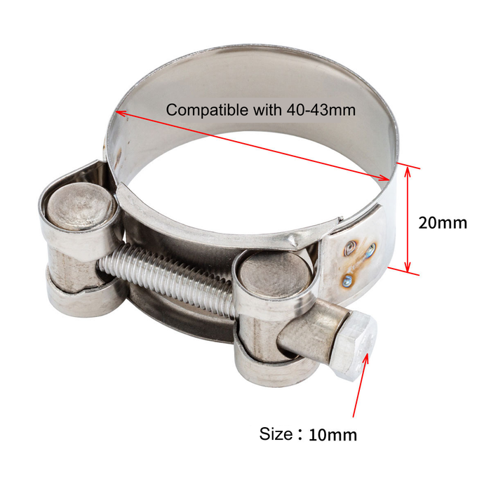 Stainless Steel Exhaust Muffler Clamp – 4-Cycle Exhaust Pipe, 40–43mm