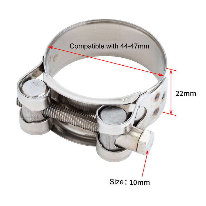 Stainless Steel Exhaust Muffler Clamp – 4-Cycle Exhaust Pipe, 44–47mm