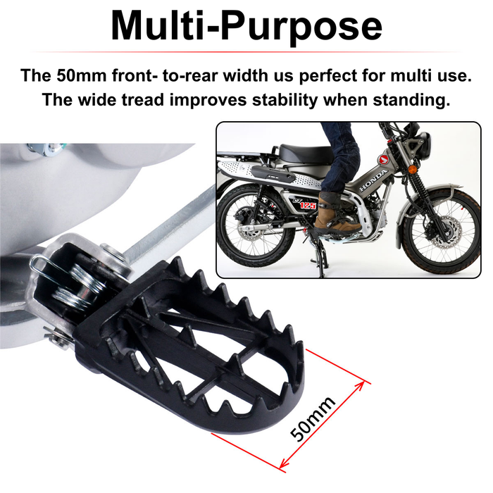 50mm Wide Footpegs for Kawasaki KLX125 KLX150 Suzuki DR250 DR350