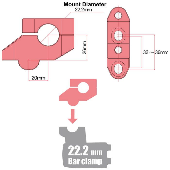 Bar Riser & Offset Kit – 20mm Offset / 26mm Rise | 7/8" (22.2mm) Handlebar