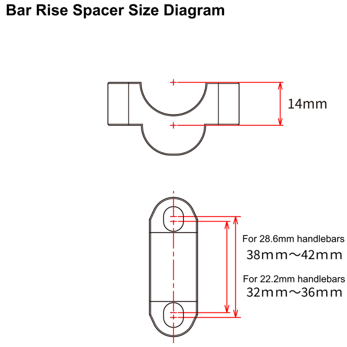 Bar Rise Spacer - 14mm Handlebar Riser for 1-1/8" (28.6mm) Oversized Bars