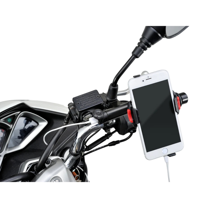 Motorcycle Mount Bar with Charging Port Mirror Clamp (100mm) USB Charger