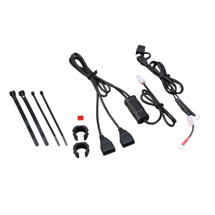 Dual Charging Ports: Allows two devices to be charged simultaneously.

Compact &amp; Efficient: Budget-friendly design for everyday motorcycle use.

Outdoor Ready: Waterproof cover ensures reliable performance in rain and wet conditions.

Options Available: Also offered in 1 Port, Cigarette Socket, and combination types.