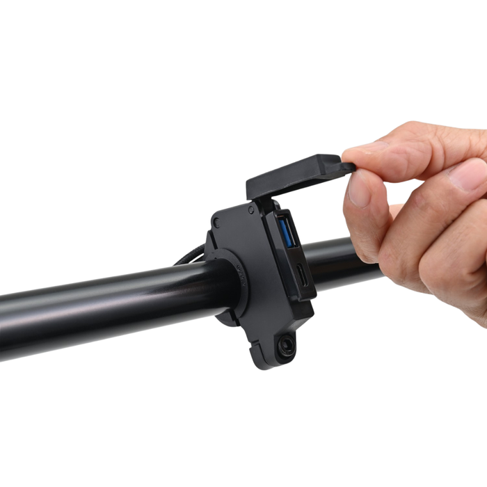 USB SLIM Dual Port Charger for Motorcycle Handlebar (60W)