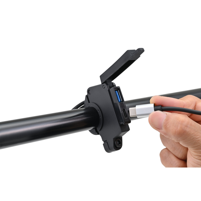 USB SLIM Dual Port Charger for Motorcycle Handlebar (60W)