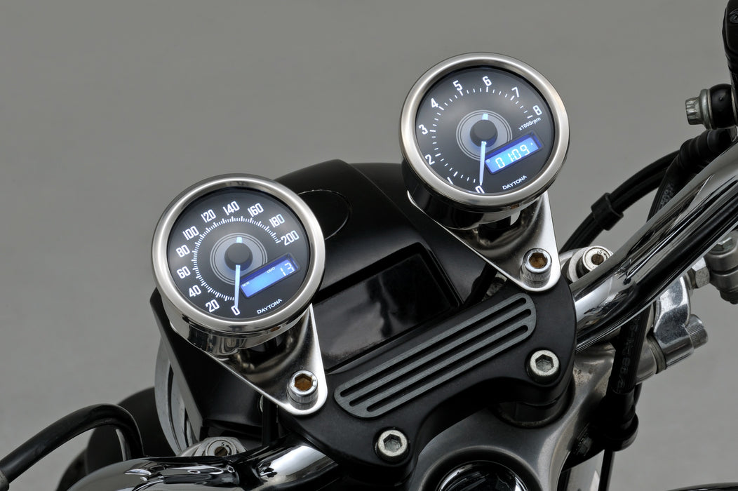 Motorcycle Tachometer 8,000 RPM l 60mm Gauge l Chrome Black