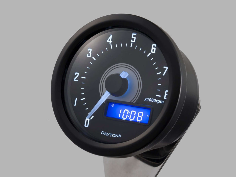 Motorcycle Tachometer 8,000 RPM l 60mm Gauge l Chrome Black