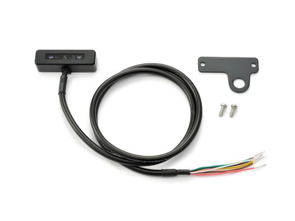 Micro indicator for custom motorcycles, turn signal neutral high beam features, black, compact indicator