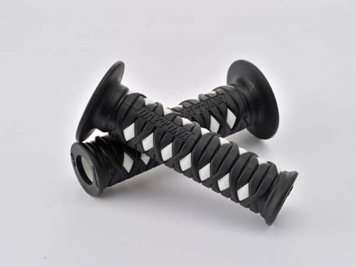 Black and white motorcycle handlebar grip, 7/8" handlebar, Fits honda suzuki yamaha kawasaki ducati ktm triumph motorcycle vehicles